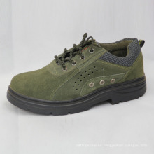 Zapatos de seguridad de trabajo de cuero genuino verde
